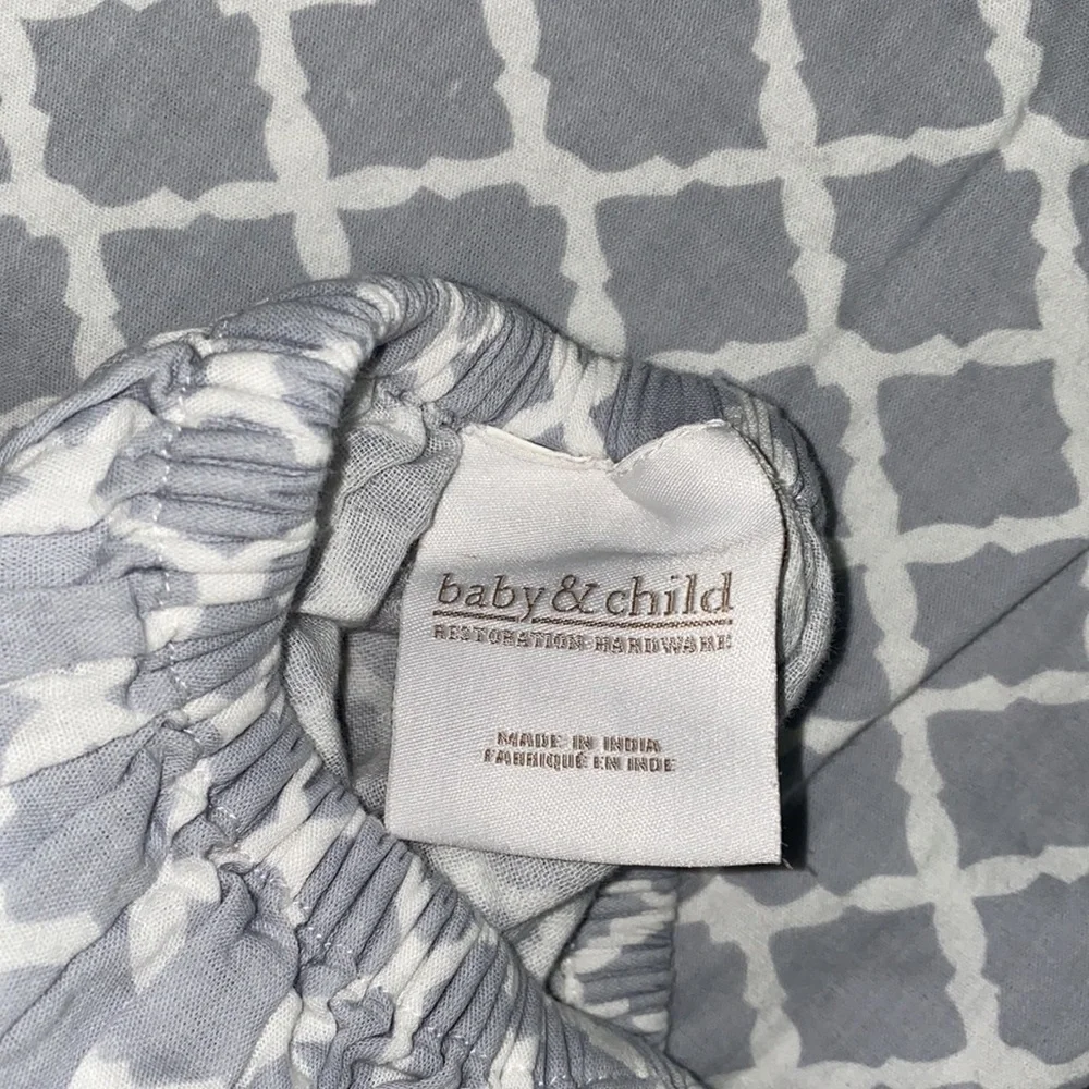 RH Trellis Print Crib Fitted Sheet - French Blue